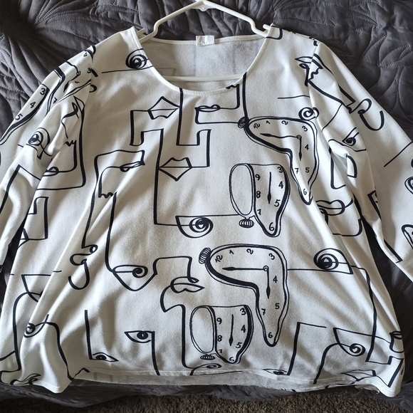 Abstract Black and White Graphic Tee - Picture 1 of 4